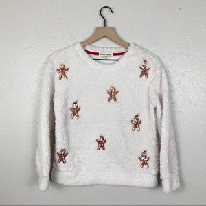 Ugly Christmas sweater sequin gingerbread Sherpa